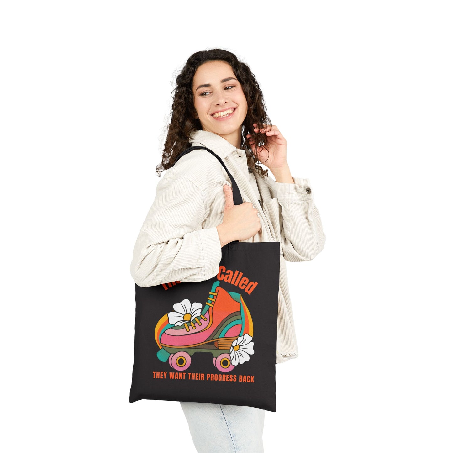 Politically Progressive Retro Feminist Roller Skate Tote Bag