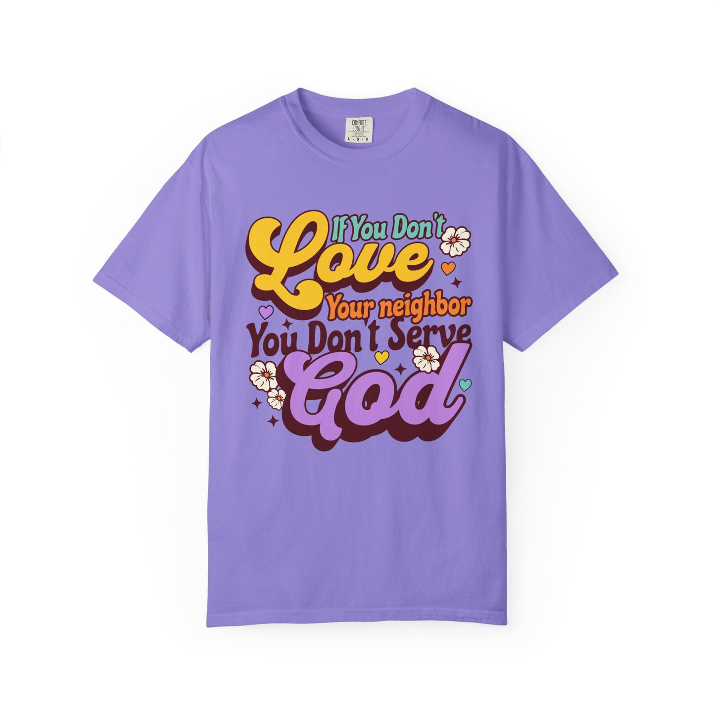 Progressive Christian Faith Tee Love Your Neighbor Retro Style T Shirt Gift for Spiritual Activist