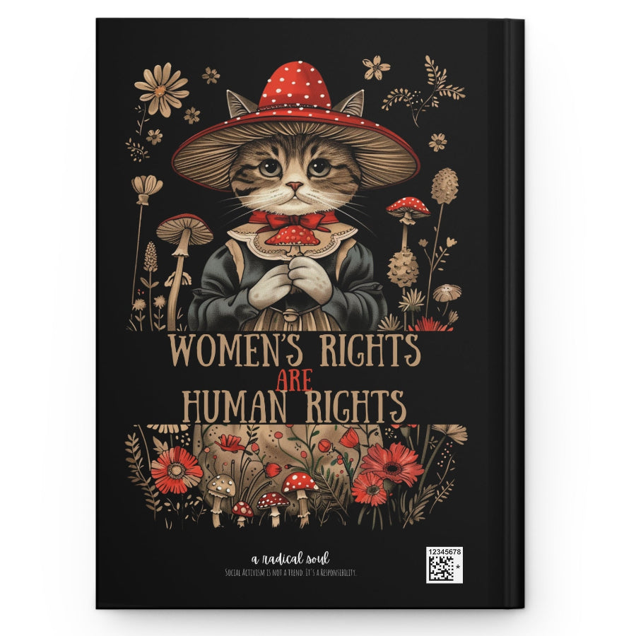 Women's Rights Are Human Rights Hardcover Journal — Cute Cat Garden Illustration