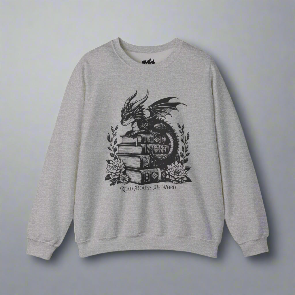 Dragon Graphic Read Books Be Weird - Gildan Sweatshirt