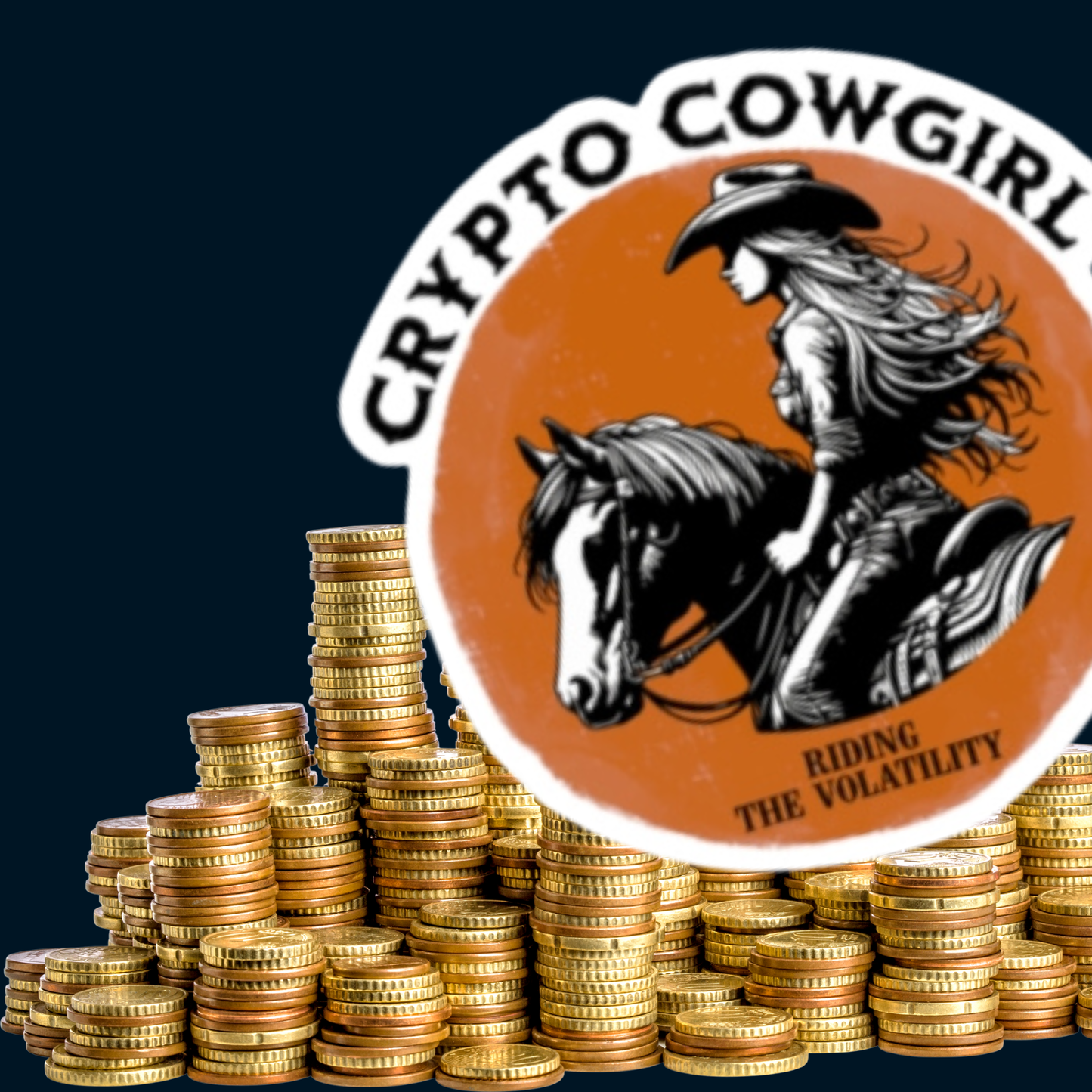 Crypto Cowgirl Bitcoin Kiss-Cut Sticker Riding the Volatility Design