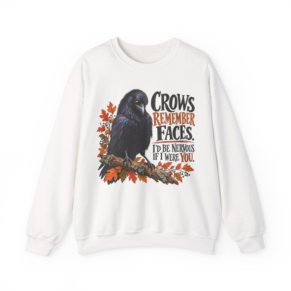 Crows Remember Faces — Funny Crow Graphic Sweatshirt