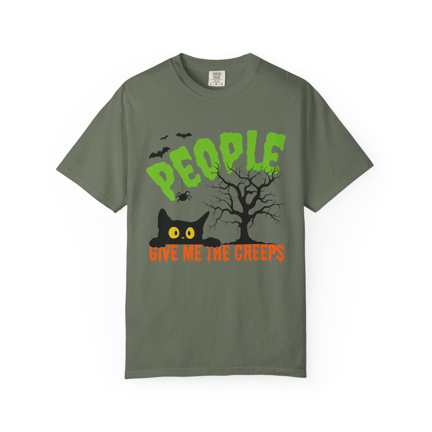 People Give Me The Creeps Halloween Themed Spooky Cat Comfort Colors T-Shirt
