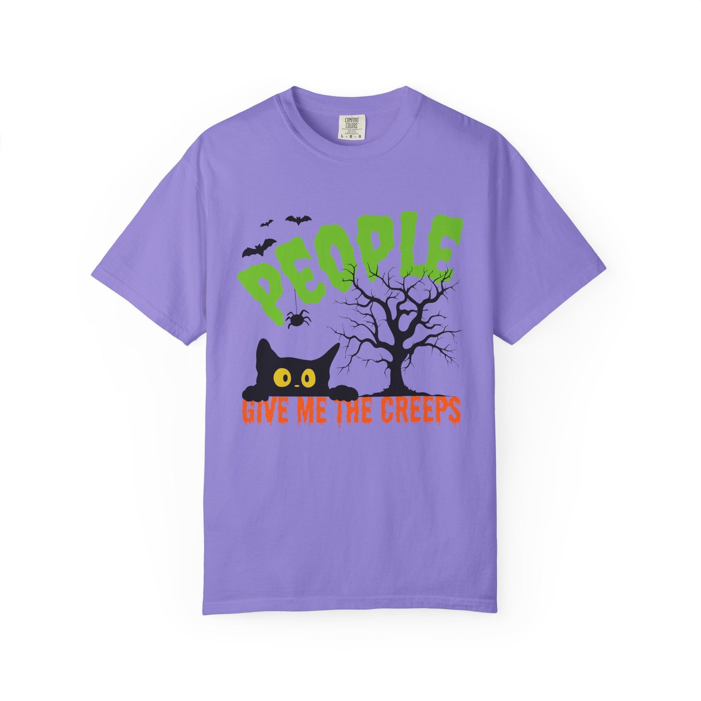 People Give Me The Creeps Halloween Themed Spooky Cat Comfort Colors T-Shirt