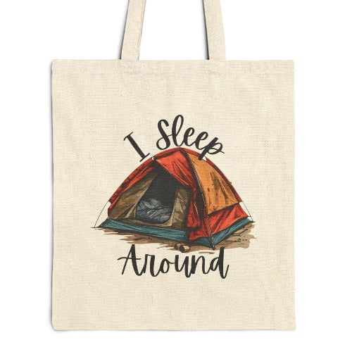 I Sleep Around Funny Camping Tote Bag