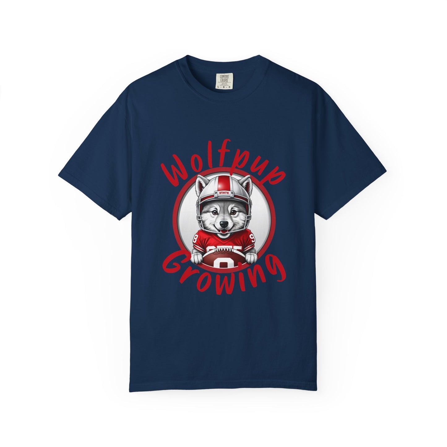 Wolfpup Growing Comfort Colors Maternity-Friendly T-Shirt for Wolfpack Mom-to-be