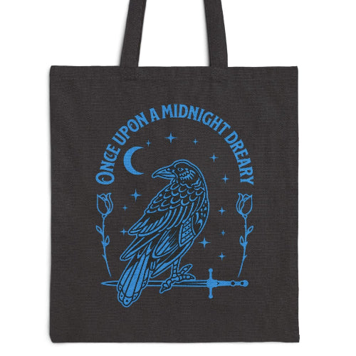 Once Upon a Midnight Dreary Raven Tote bag | Gothic Moon Illustration, Edgar Allen Poe, Book Lover Gift, Teacher or Librarian Gift