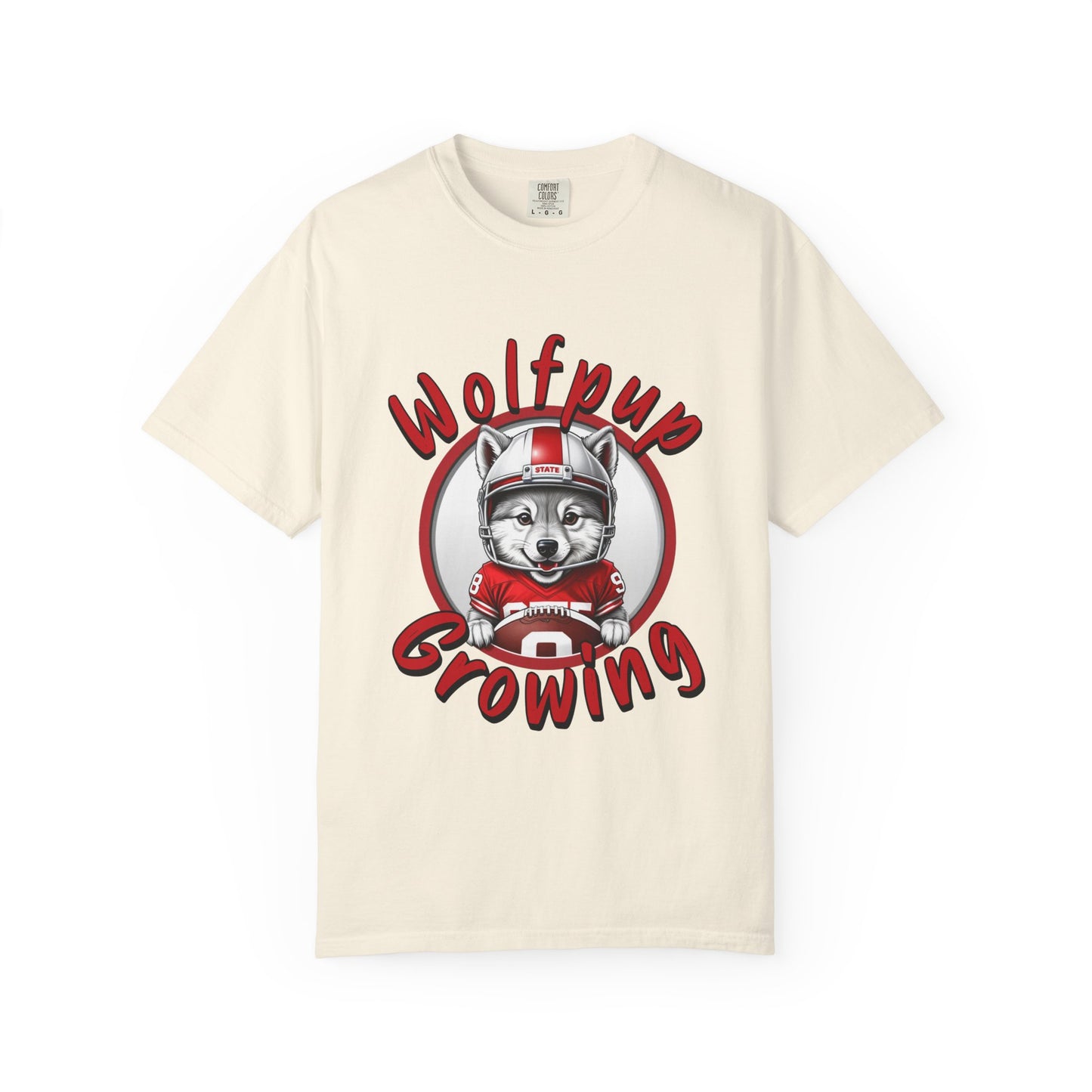 Wolfpup Growing Comfort Colors Maternity-Friendly T-Shirt for Wolfpack Mom-to-be