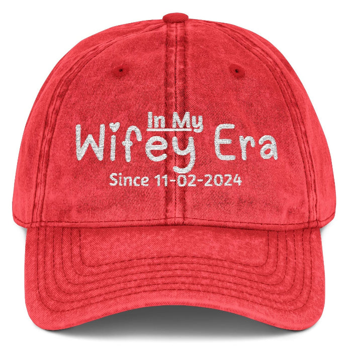 In My Wifey Era Personalized Bride Vintage Embroidered Cap