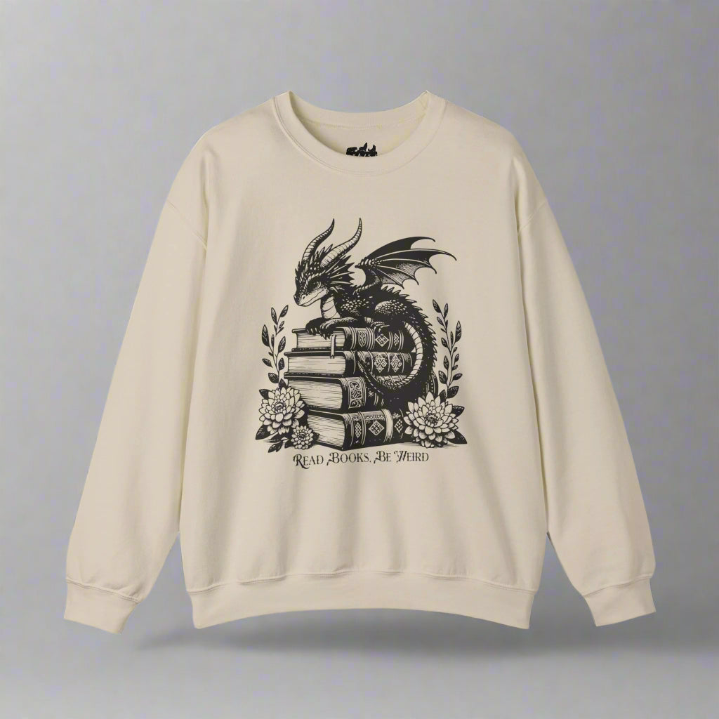 Dragon Graphic Read Books Be Weird - Gildan Sweatshirt