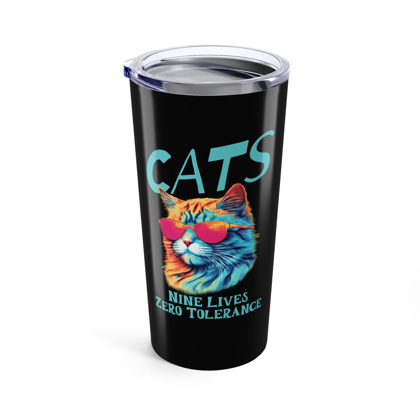 Cats Nine Lives Zero Tolerance Colorful Cat 20 oz Tumbler