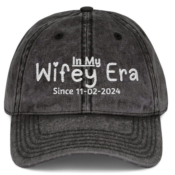 In My Wifey Era Personalized Bride Vintage Embroidered Cap