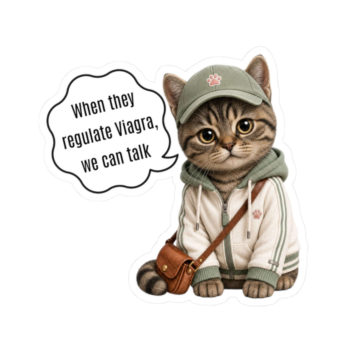 Funny Pro Choice Cute Cat When They Regulate Viagra Sticker, Feminist Reproductive Freedom Decal, Progressive Political Satire Protest Humor