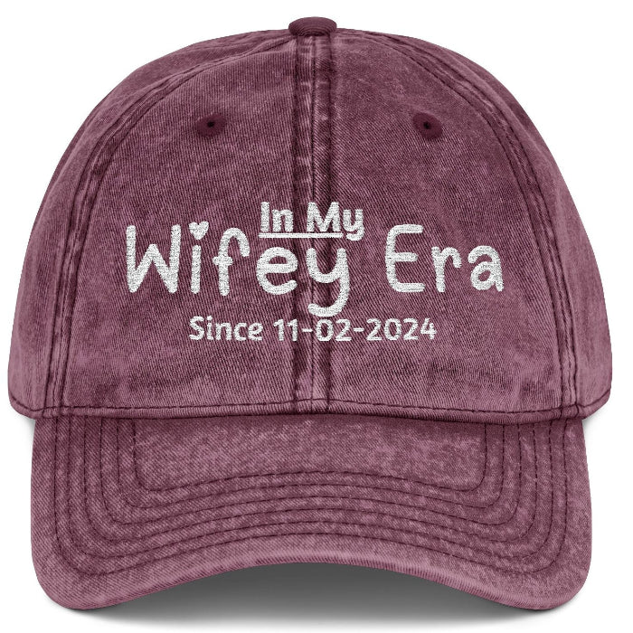 In My Wifey Era Personalized Bride Vintage Embroidered Cap