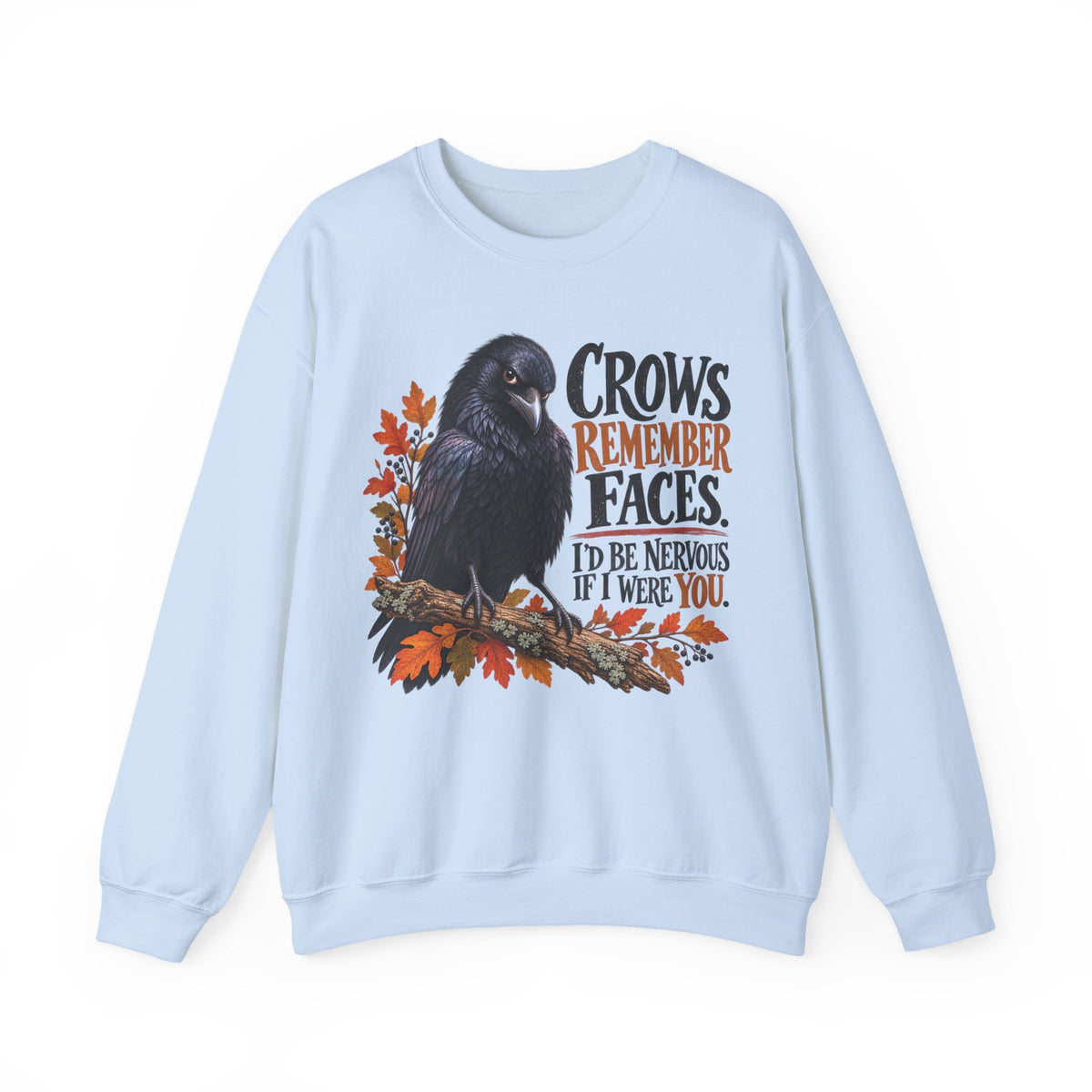 Crows Remember Faces — Funny Crow Graphic Sweatshirt