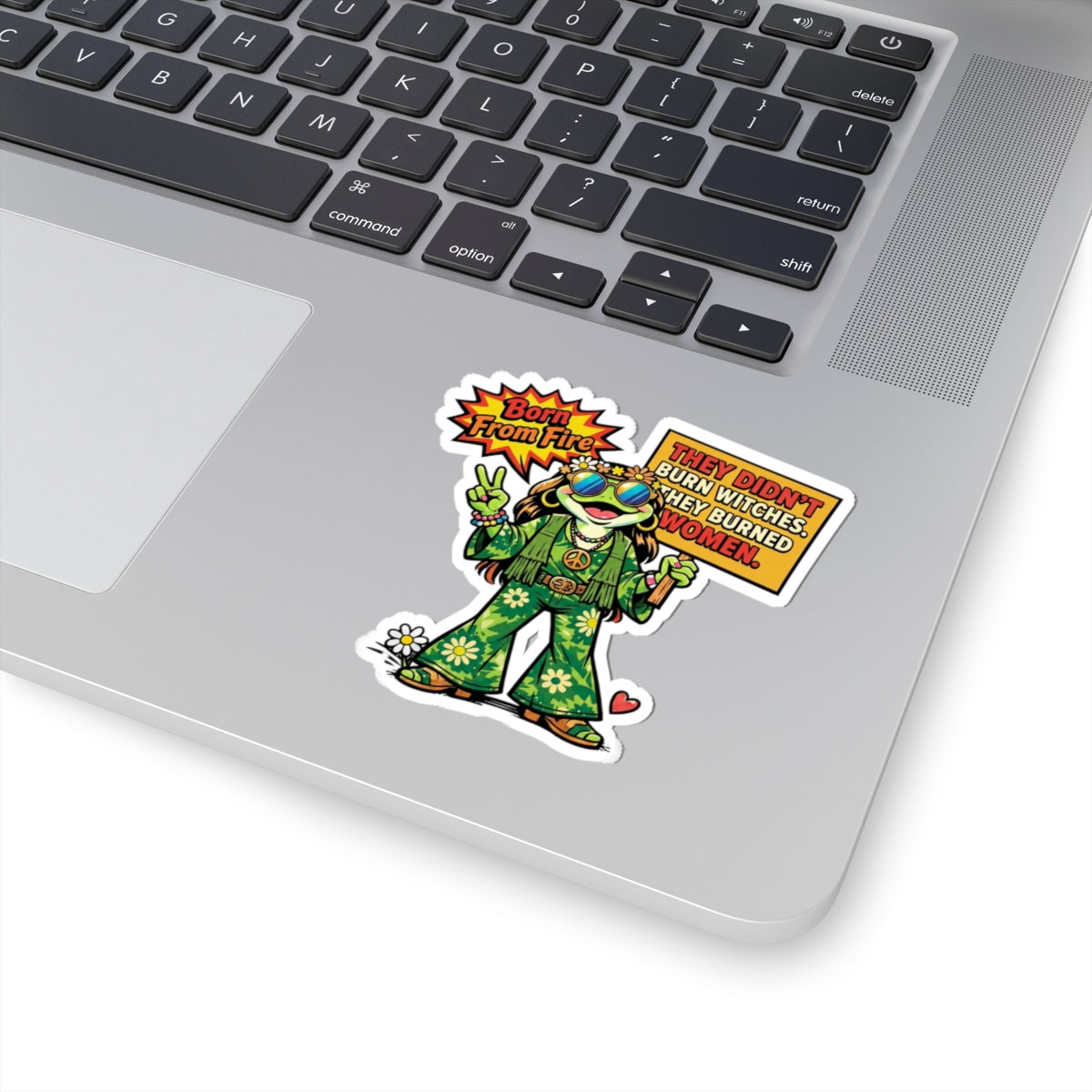 Funny Hippie Frog Protest Sticker, Feminist They Didn't Burn Witches, Women's Rights Decal