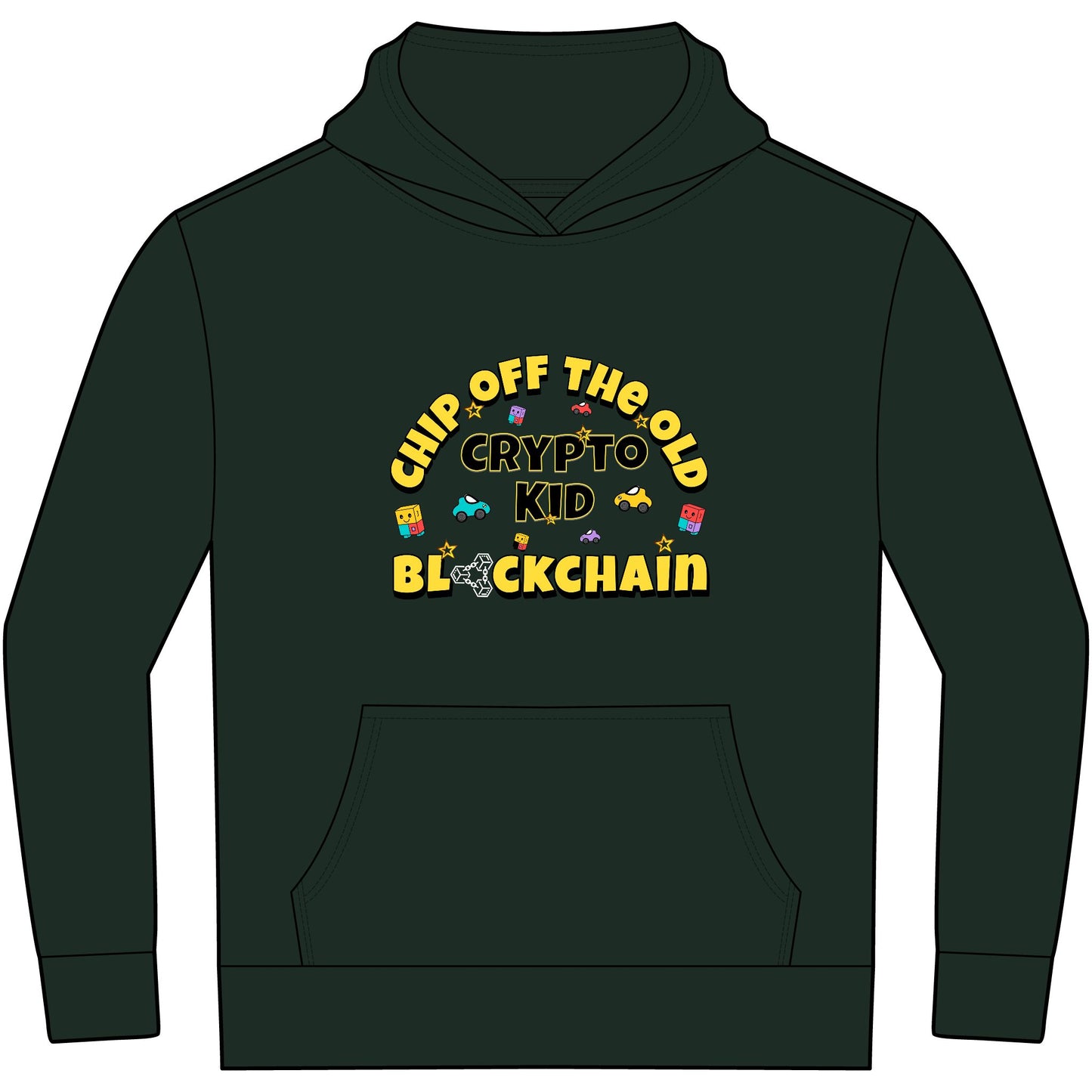 Crypto Kids Hoodie, Chip off the old Blockchain Children's Hooded Sweatshirt