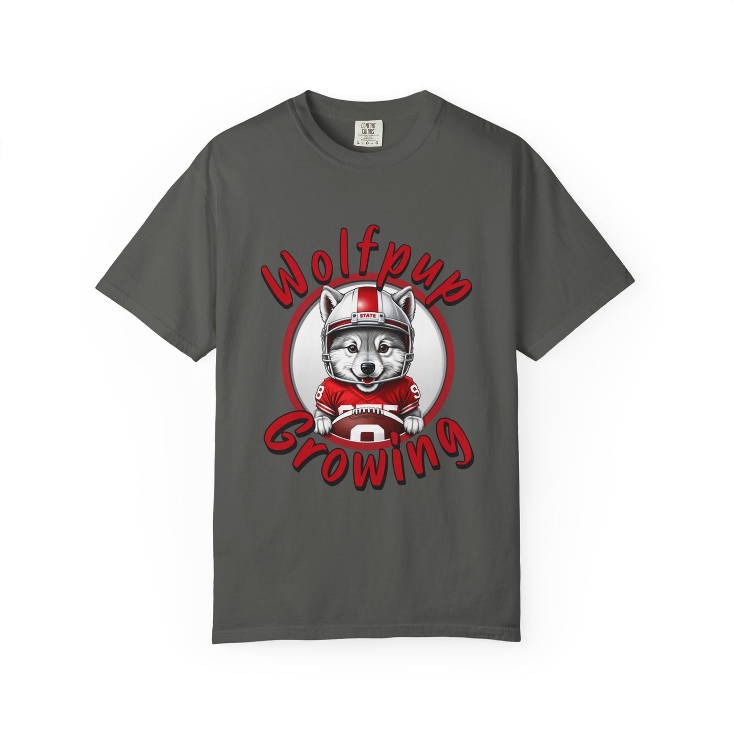 Wolfpup Growing Comfort Colors Maternity-Friendly T-Shirt for Wolfpack Mom-to-be