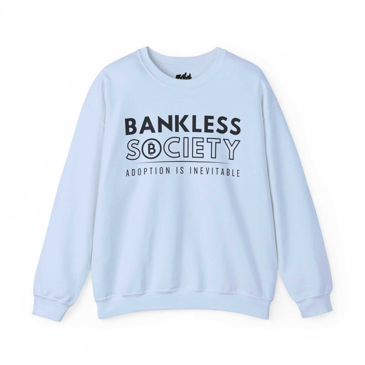Bankless Society. Adoption is Inevitable Block Gildan Crewneck Sweatshirt, Best Gift for Bitcoin Fan