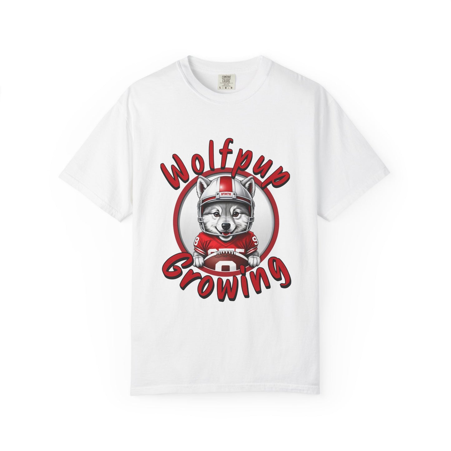 Wolfpup Growing Comfort Colors Maternity-Friendly T-Shirt for Wolfpack Mom-to-be