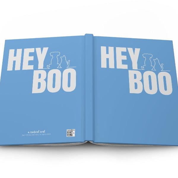 HEY BOO Pet-Themed Hardcover Journal — Cute Dog & Cat Silhouette Notebook