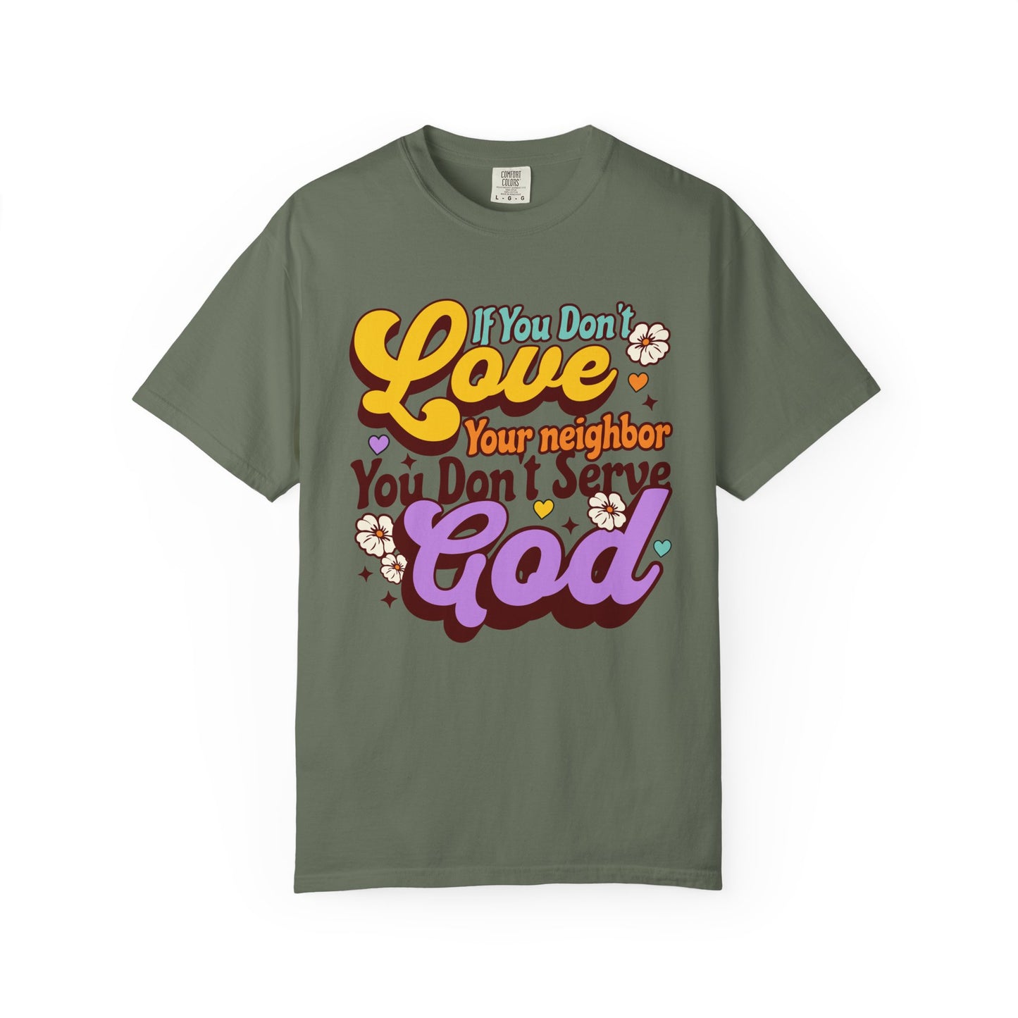 Progressive Christian Faith Tee Love Your Neighbor Retro Style T Shirt Gift for Spiritual Activist