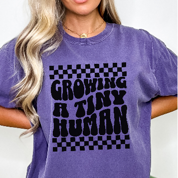 Growing A Tiny Human Maternity-Friendly Comfort Colors Fun Sweet Pregnancy T-shirt