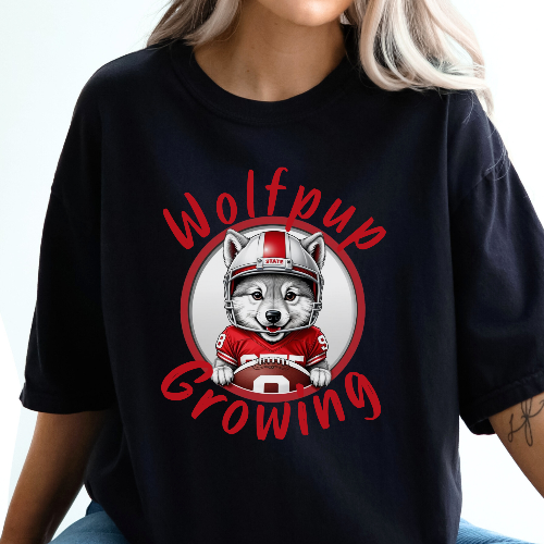 Wolfpup Growing Comfort Colors Maternity-Friendly T-Shirt for Wolfpack Mom-to-be