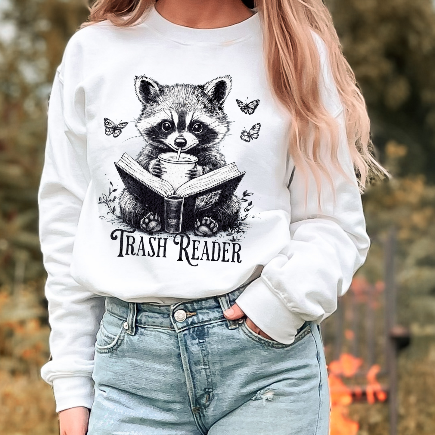 Cozy Raccoon Trash Reader Book Lover Sweatshirt