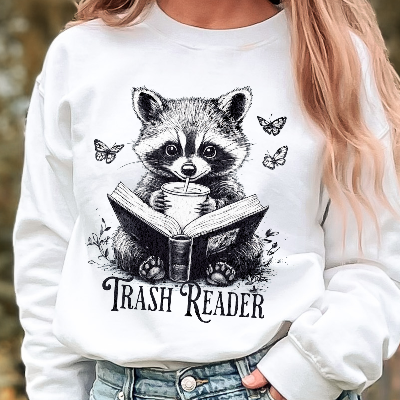 Cozy Raccoon Trash Reader Book Lover Sweatshirt