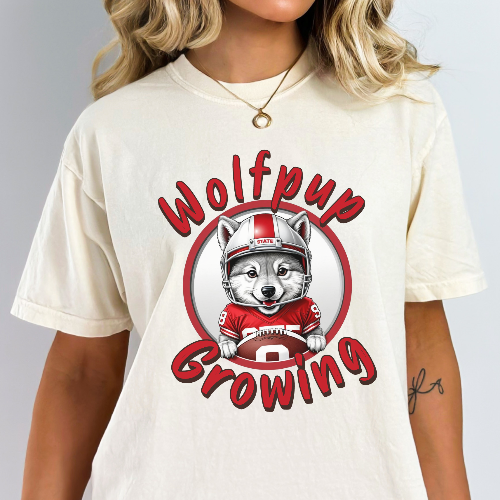 Wolfpup Growing Comfort Colors Maternity-Friendly T-Shirt for Wolfpack Mom-to-be
