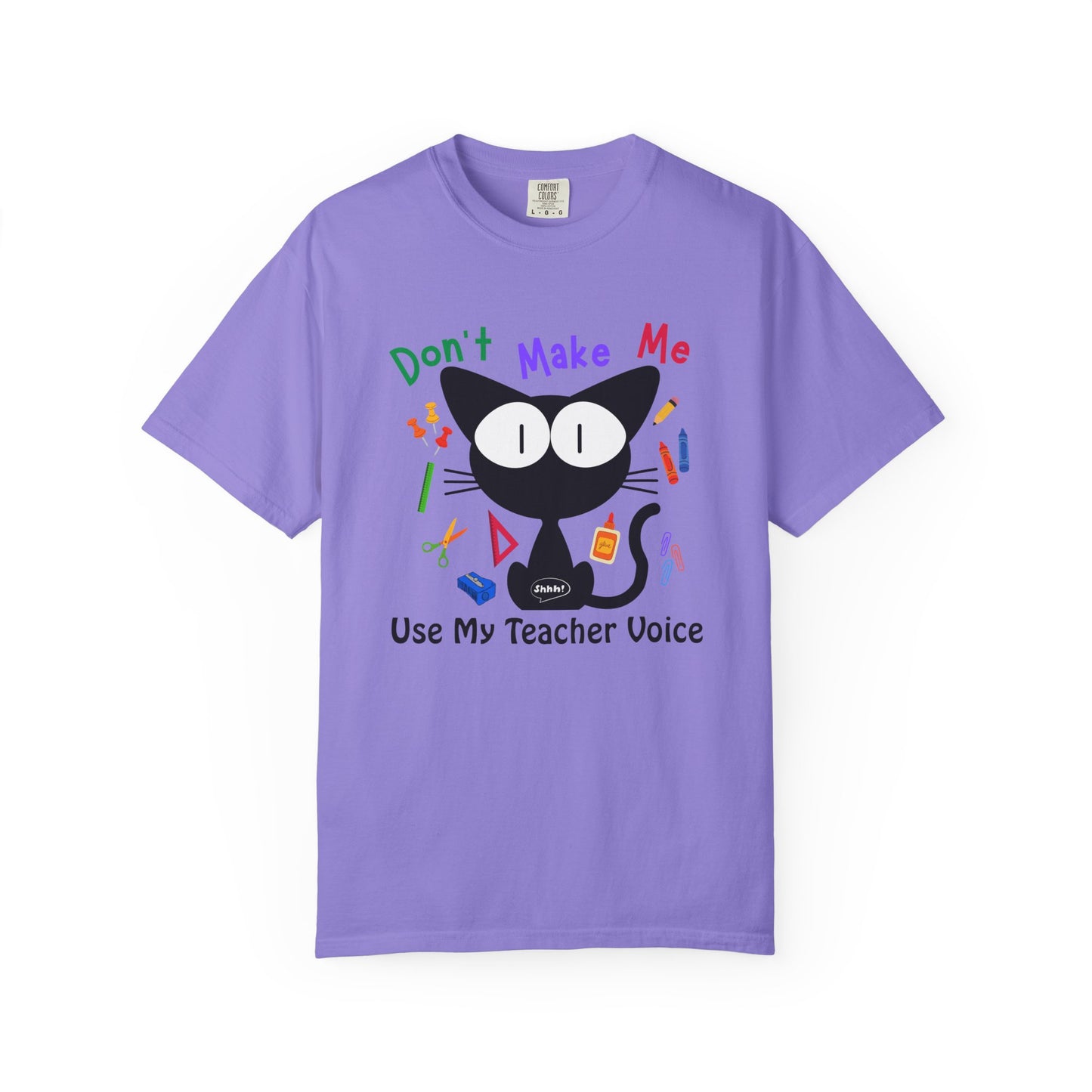 Funny Teacher Quote with Cat Graphic T-shirt, Gift for Aide, Elementary School Casual Friday Tee