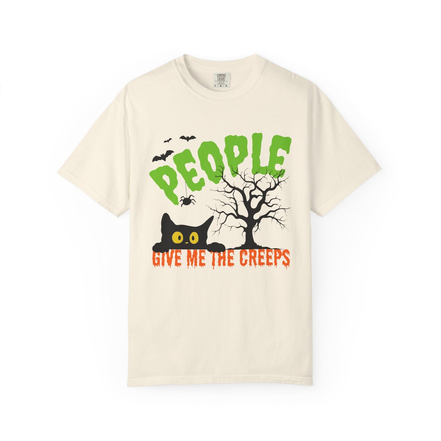 People Give Me The Creeps Halloween Themed Spooky Cat Comfort Colors T-Shirt