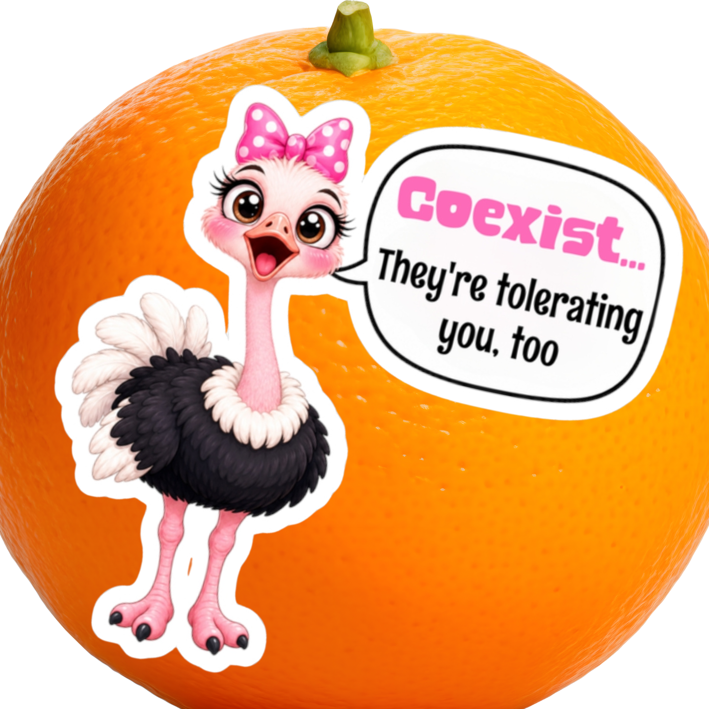 Cute Pink Ostrich Activism Immigrant Diversity Support Sticker