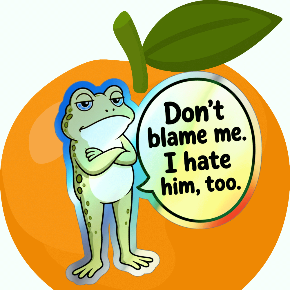 Grumpy Frog Political Quote Holographic Sticker, Funny Anti Trump Don't Blame Me Decal Protest Humor Democrat Group Favor Liberal Toad
