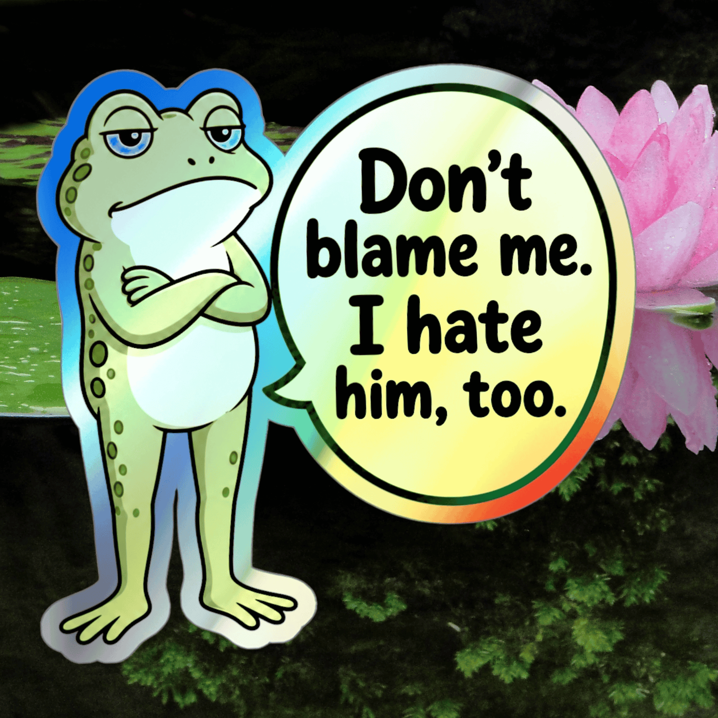 Grumpy Frog Political Quote Holographic Sticker, Funny Anti Trump Don't Blame Me Decal Protest Humor Democrat Group Favor Liberal Toad