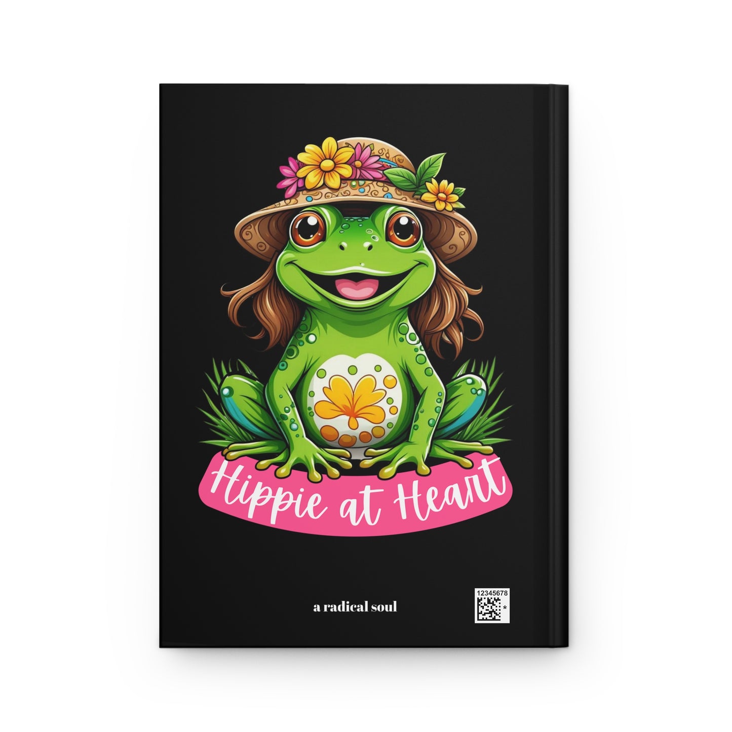 Hippie at Heart Hardcover Journal — Cute Frog Floral Boho Notebook