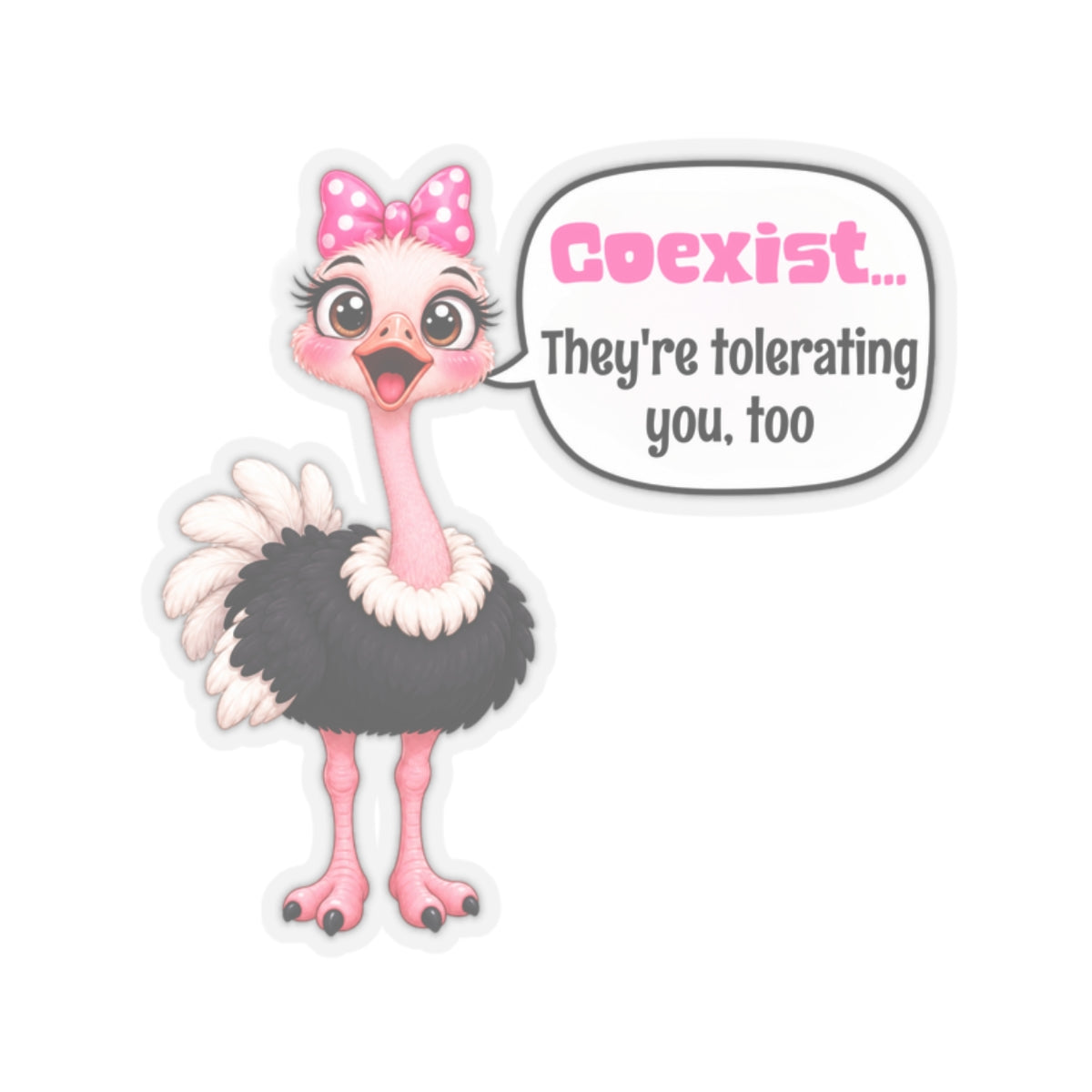 Cute Pink Ostrich Activism Immigrant Diversity Support Sticker