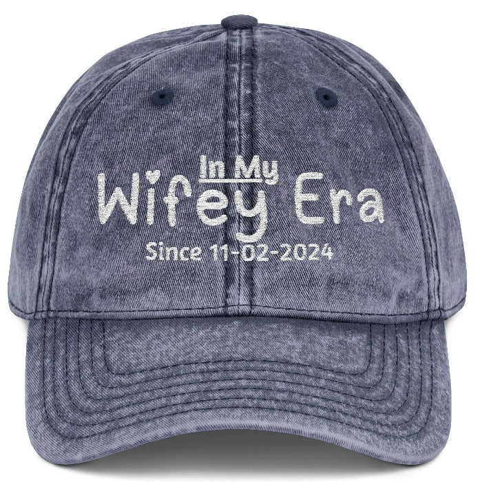 In My Wifey Era Personalized Bride Vintage Embroidered Cap