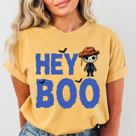 Hey Boo Halloween Scarecrow Graphic Comfort Colors T-Shirt
