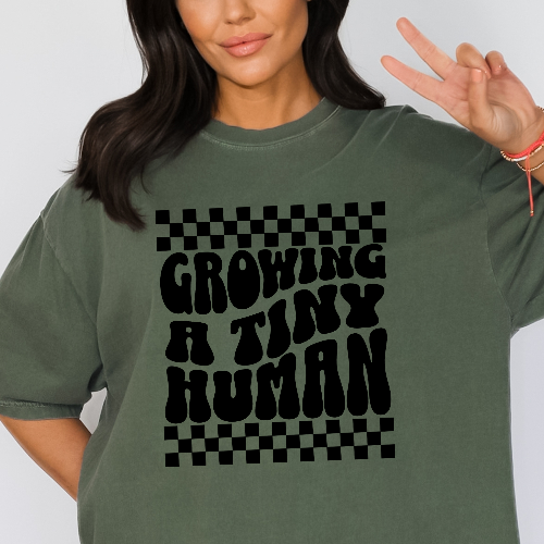 Growing A Tiny Human Maternity-Friendly Comfort Colors Fun Sweet Pregnancy T-shirt