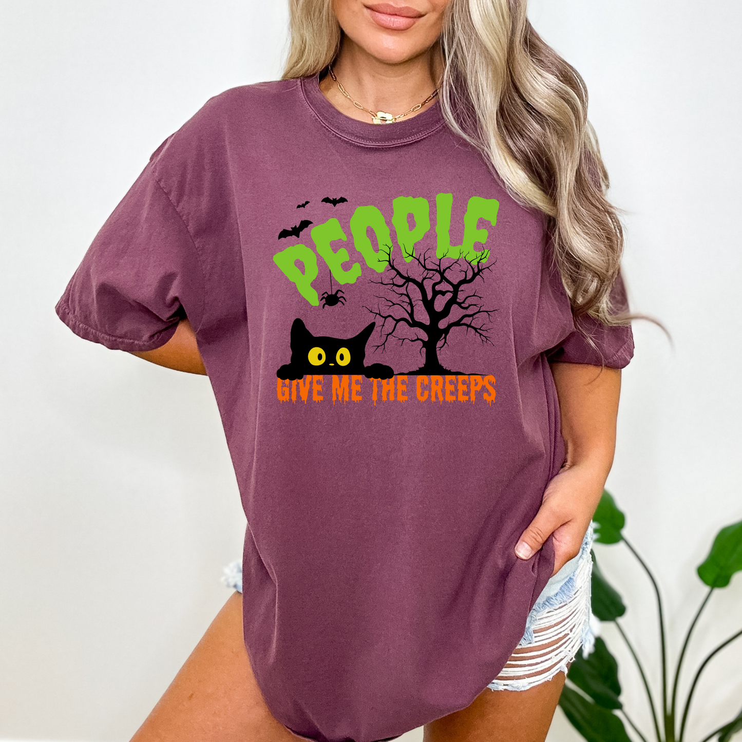 People Give Me The Creeps Halloween Themed Comfort Colors T-Shirt