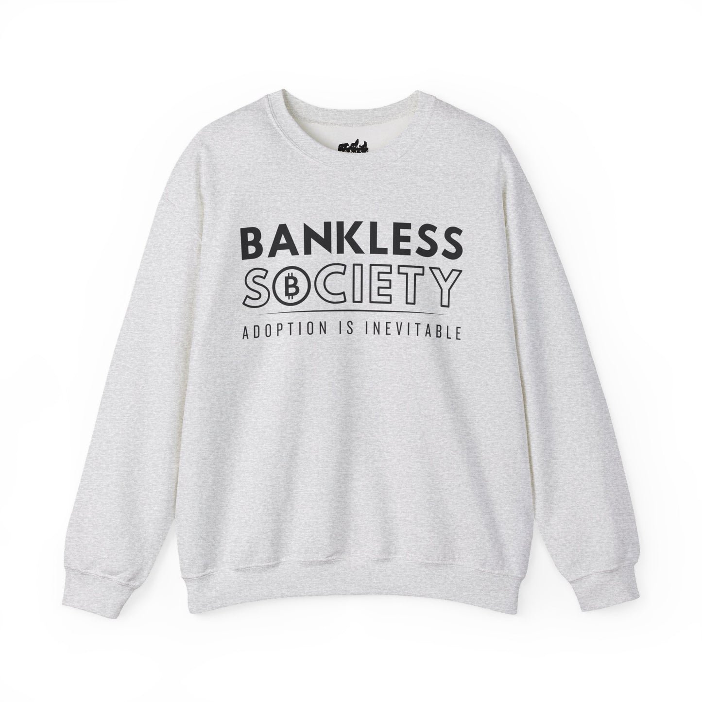 Bankless Society. Adoption is Inevitable Block Gildan Crewneck Sweatshirt, Best Gift for Bitcoin Fan