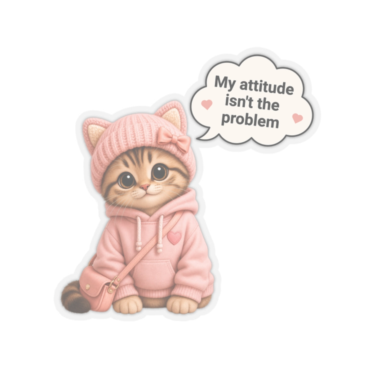 Funny Office Attitude Cat Sticker, Sweet Sassy Kitten