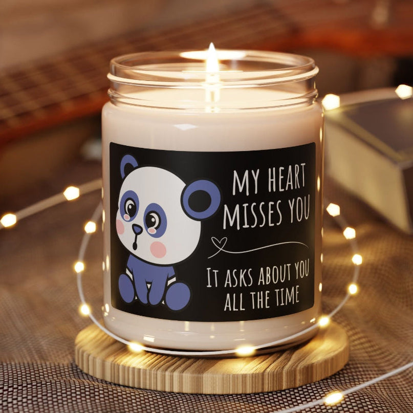 My Heart Misses You Bear Graphic Sympathy Gift 9 oz Scented Soy Candle