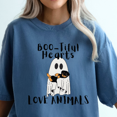 Boo-tiful Hearts Love Animals Ghost T-shirt
