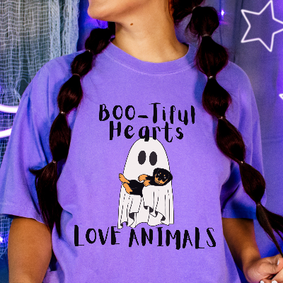 Boo-tiful Hearts Love Animals Ghost T-shirt