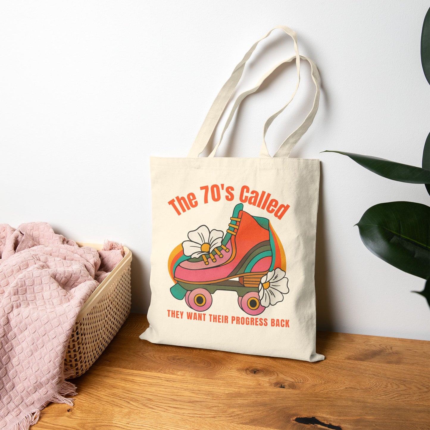 Politically Progressive Retro Feminist Roller Skate Tote Bag