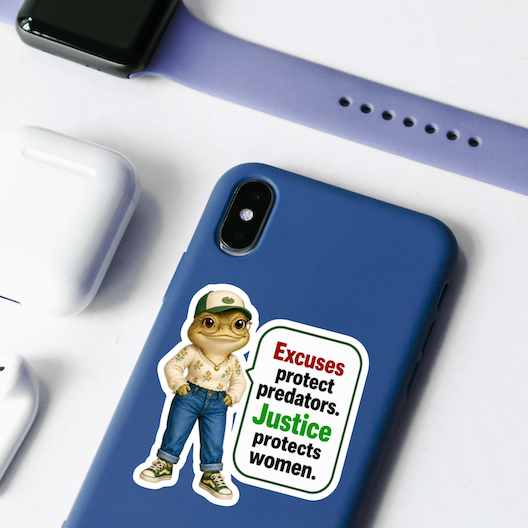 Feminist Frog Political Quote Sticker, Women's Rights SA Awareness, DV Ally, Protect Survivor Epstein Victim, Social Justice Activist, FDT