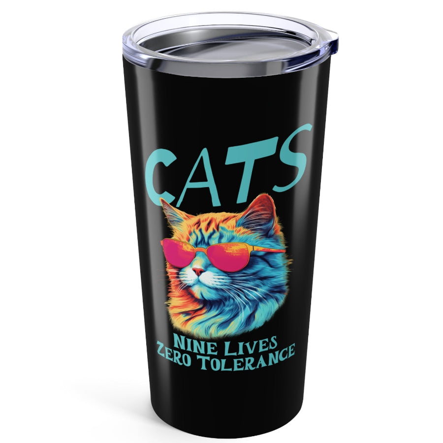 Cats Nine Lives Zero Tolerance Colorful Cat 20 oz Tumbler